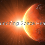The planet Mars and the sun shining bright