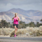 Anja Beranek runs through the heat.