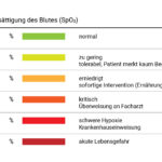 Abstufung der Sauerstoffsättigungswerte tabellarisch