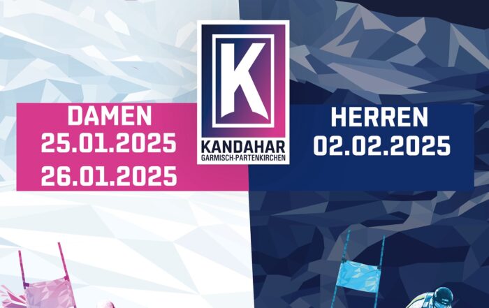 Ankündigung des 71sten Kandahar rennen in Garmisch Patenkirchen.